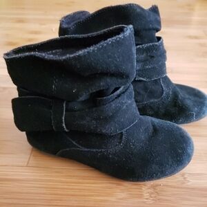 Girls Black Suede Boots 9